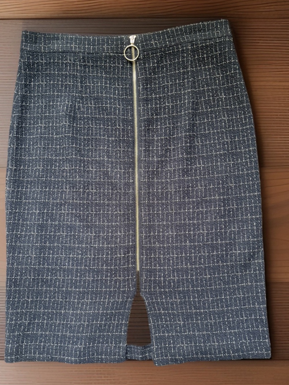MAEVE Skirt Womens Medium Navy Square Textured Samantha Zip Above Knee Pencil - Picture 6 of 8